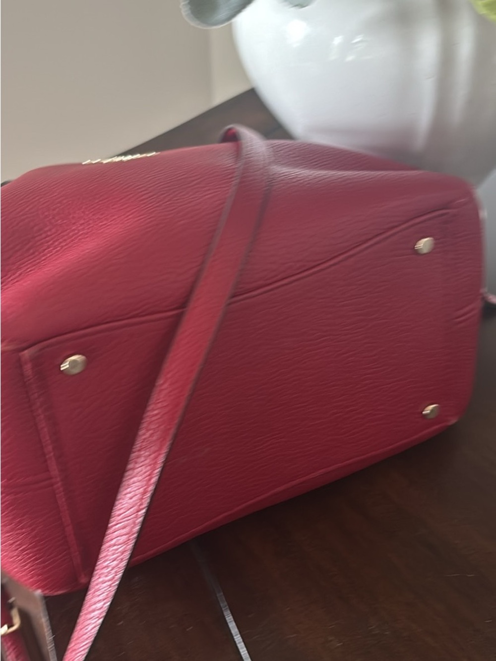 kate spade Red Pebbled Leather Satchel with Gold Hardware - Picture 5 of 7
